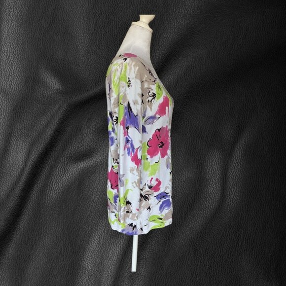 Peck & Peck Floral Print Lightweight Knit Top w/Sequin & Bead Accents Size XL - Picture 4 of 10